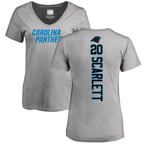 Carolina Panthers Ash Women Jordan Scarlett Backer V-Neck NFL Football #20 T Shirt